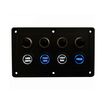 Πινακας Αδιαβροχος με Διακοπτες Αφης led και Αυτοματες Ασφαλειες 12-24v dc 4 x on-off