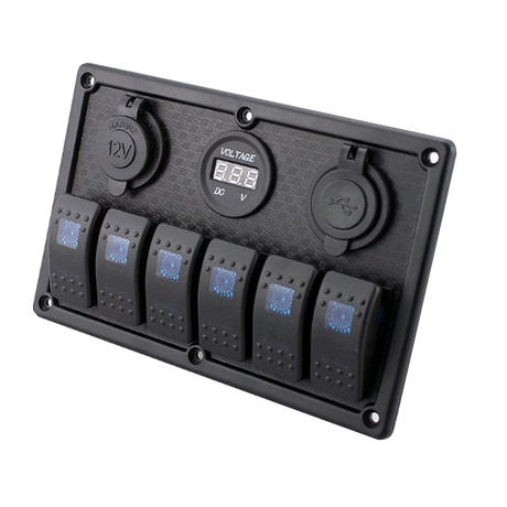 Πινακας Διακοπτων Πλαστικος Carbon 12v / 24v 6