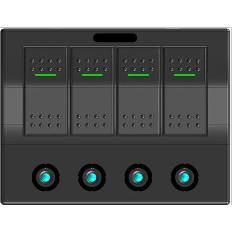 Πινακας Ασφαλειων Αδιαβροχος - Electron 12v / 24v 4: 1 x (On)-Off, 3 x on-off