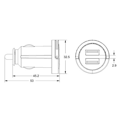 Μινι Φορτηστης Τυπου usb 12-24v dc
